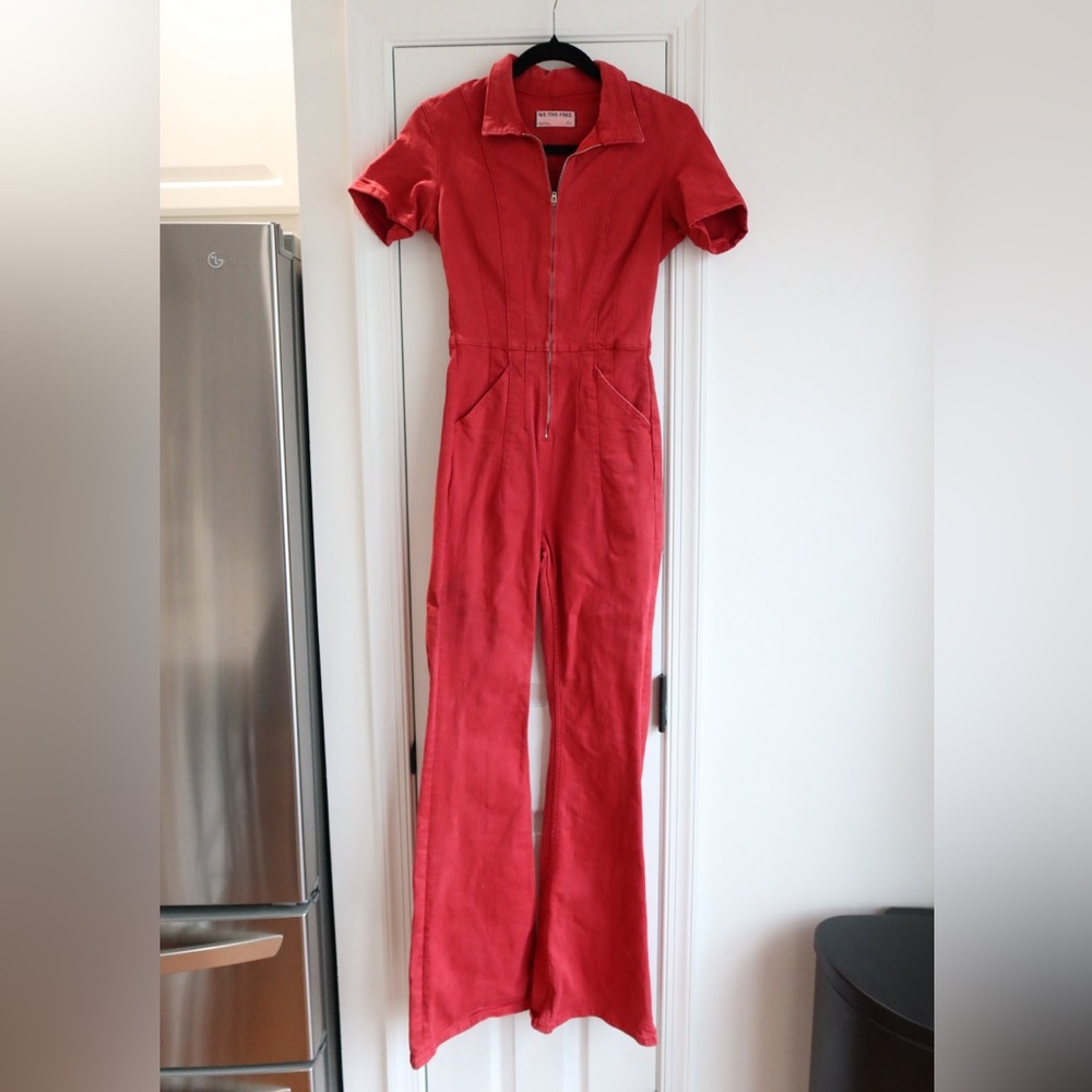 Free people red jumpsuit